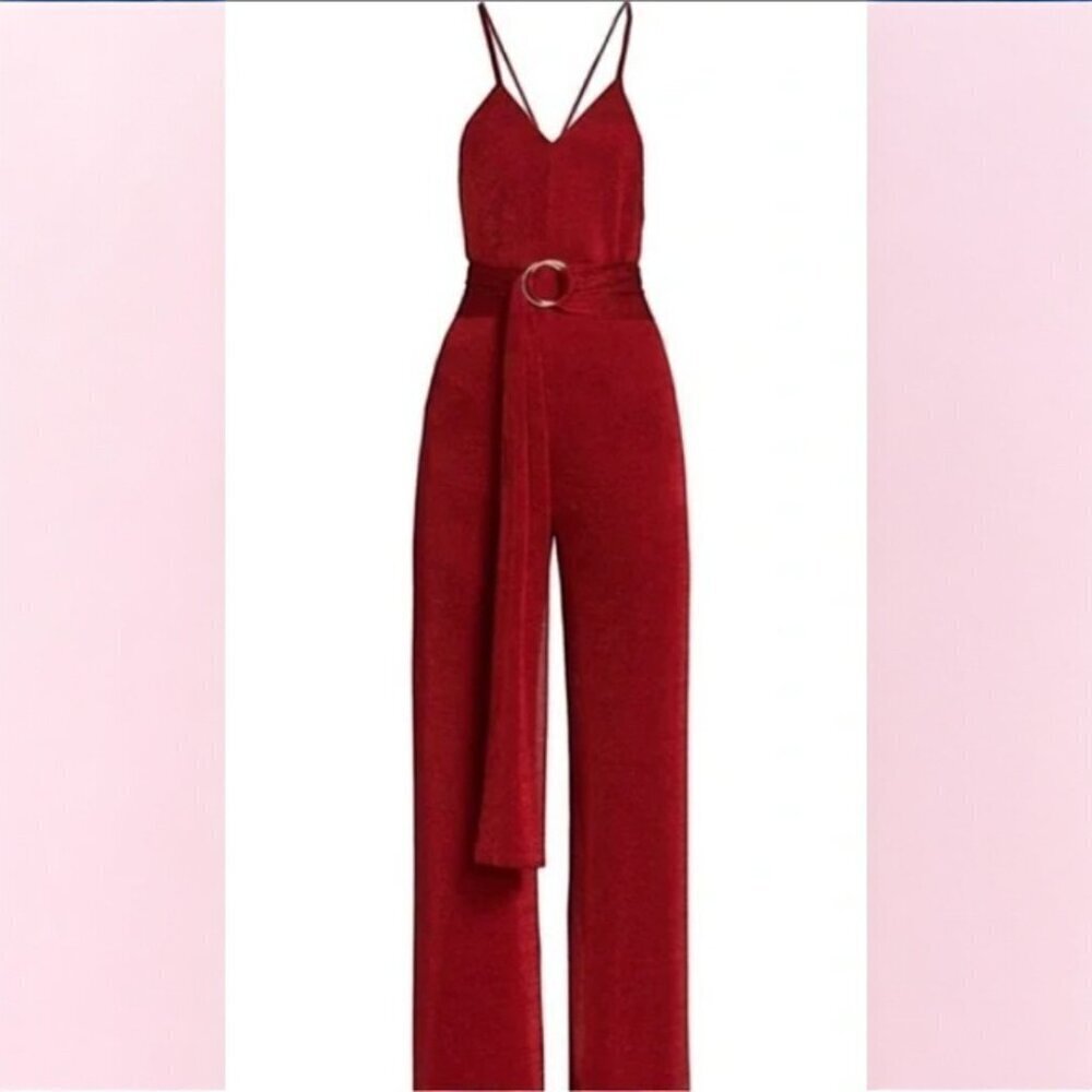 Adriana Iglesias Pau Red Sparkle Valentines Day Jumpsuit Size 38 US 0 - Picture 3 of 11